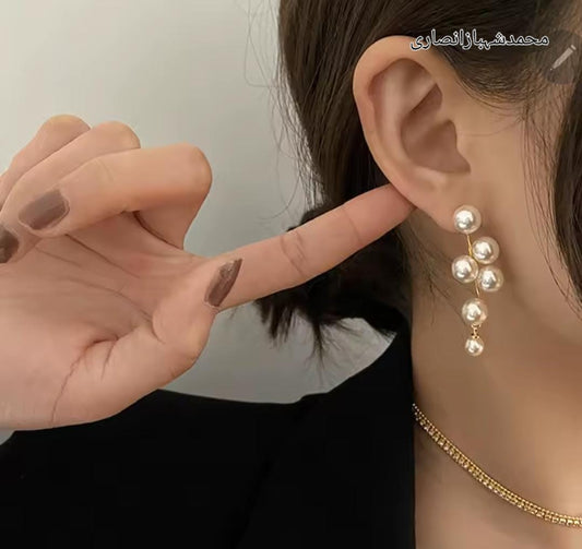 Elegant Long Pearl Drop Earrings – Trendy Dangle Earrings for Women & Girls