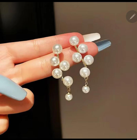 Elegant Long Pearl Drop Earrings – Trendy Dangle Earrings for Women & Girls