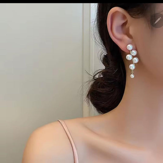 Elegant Long Pearl Drop Earrings – Trendy Dangle Earrings for Women & Girls