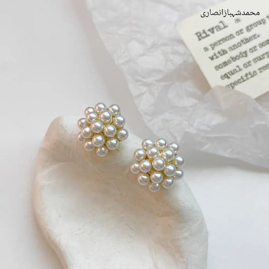 Elegant Pearl Cluster Stud Earrings | Vintage Floral Style for Women & Girls