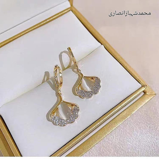 Elegant Gold Plated Crystal Drop Earrings for Women | Wedding & Party Jewelry