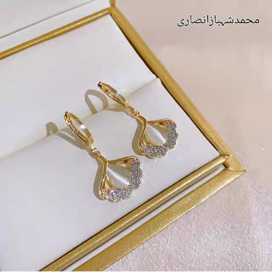 Elegant Gold Plated Crystal Drop Earrings for Women | Wedding & Party Jewelry