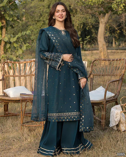 Coco 1085 – Embroidered Lawn Airjet 3PC Suit with Organza Dupatta | Summer Collection 2025